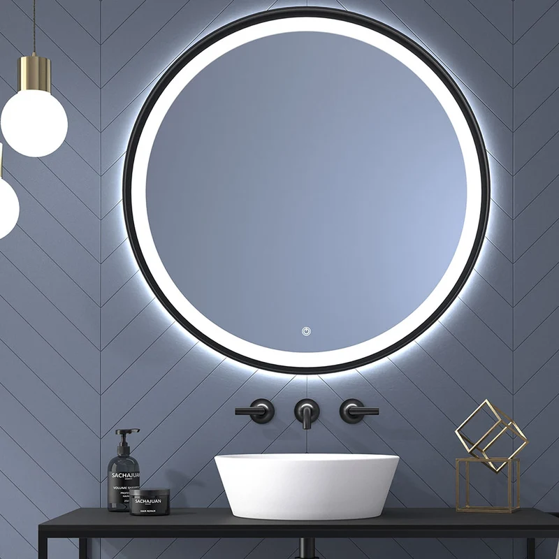 Espejo De Baño SEYCHELLES | Marco Negro Texturizado | Luz Led 3 Tonos | Ip44 | EUROBATH