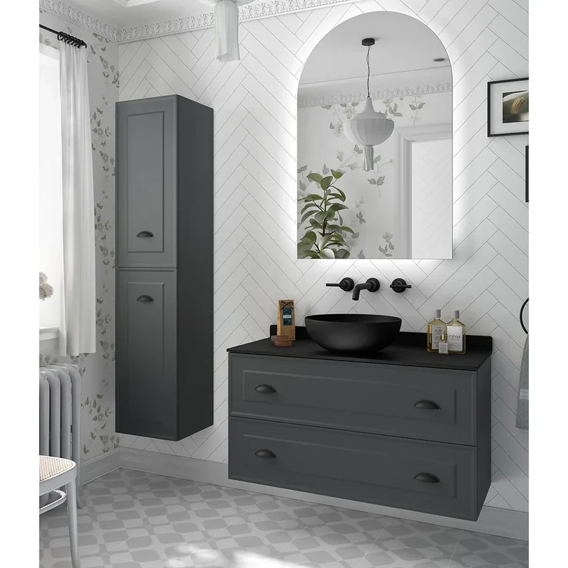 Mueble de Baño 2 Cajones Salgar Renoir 100 cm Gris Antracita