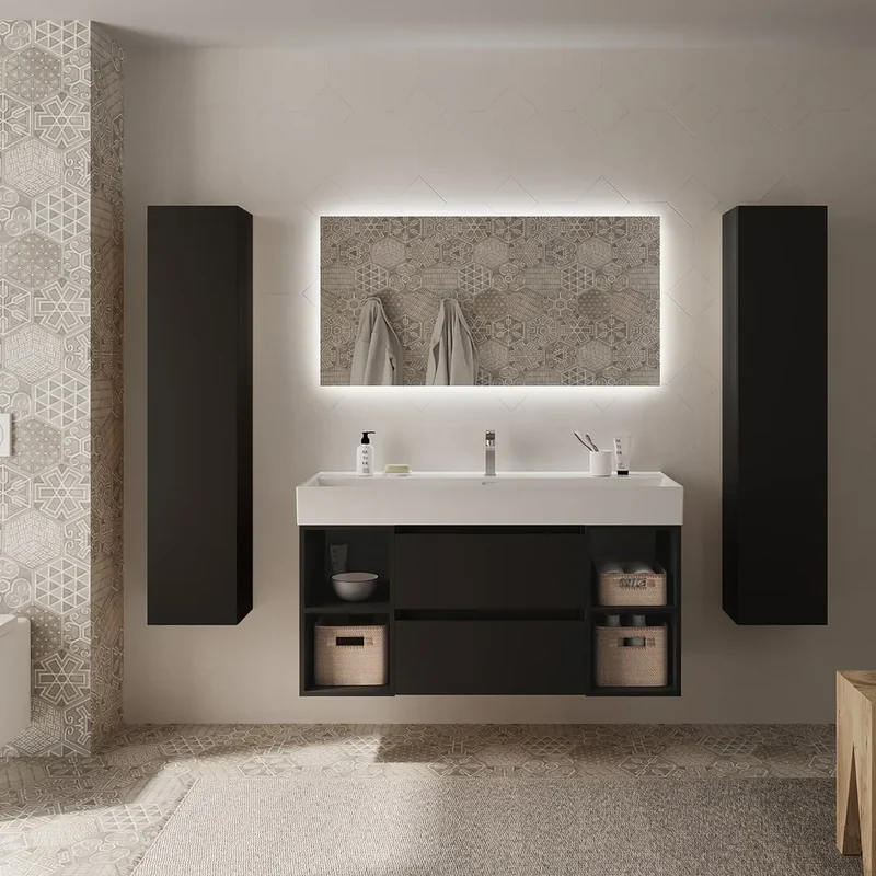 Mueble de Baño con Lavabo Salgar Bequia Plus 120 cm Negro Mate
