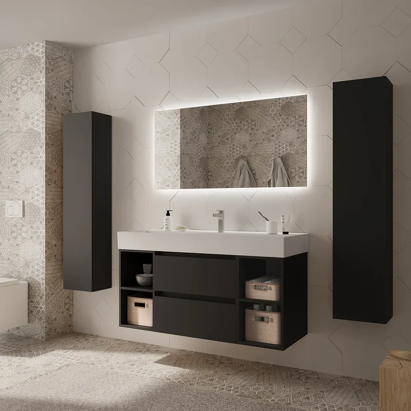 Mueble de Baño con Lavabo Salgar Bequia Plus 120 cm Negro Mate