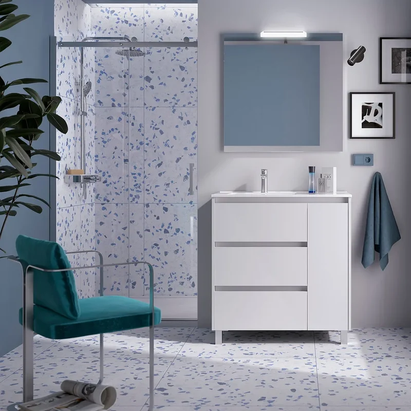 Mueble de Baño 3 Cajones Salgar Noja Blanco Brillo