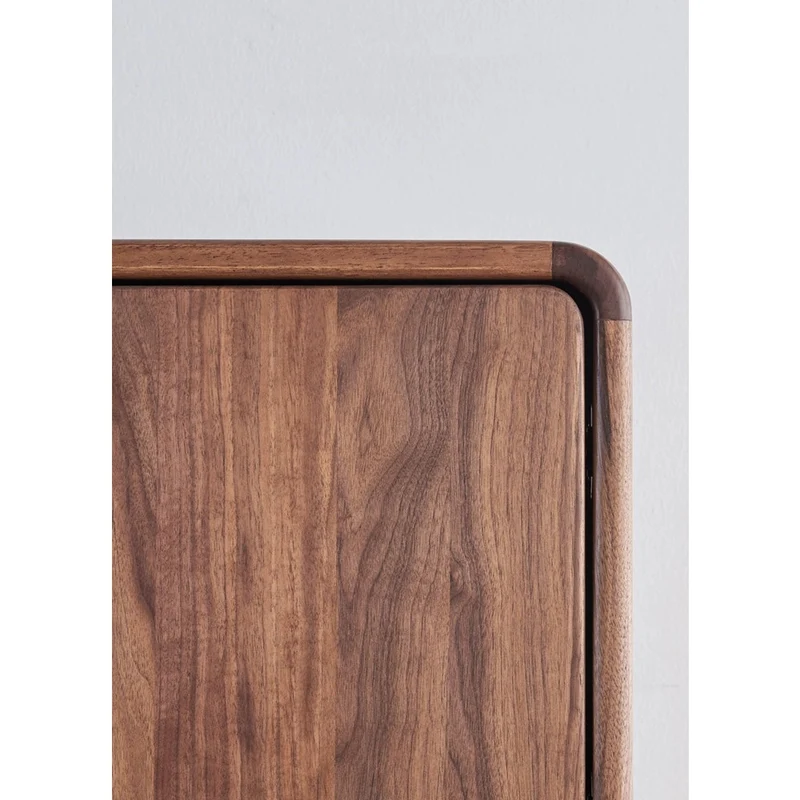 Crescent Contemporary Balance Walnut Wood Bookcase