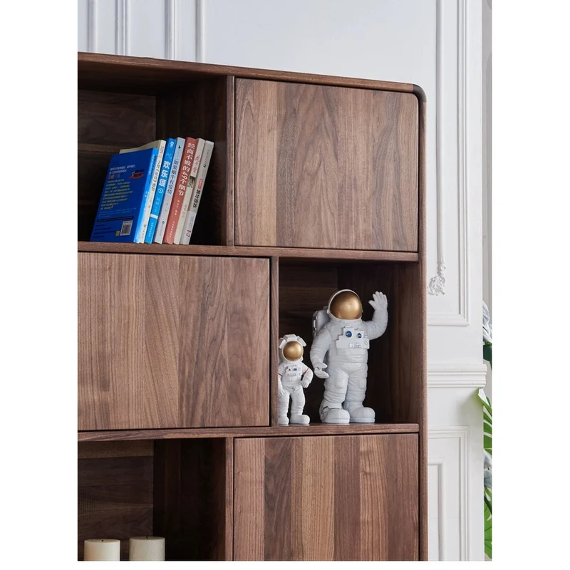 Crescent Contemporary Balance Walnut Wood Bookcase
