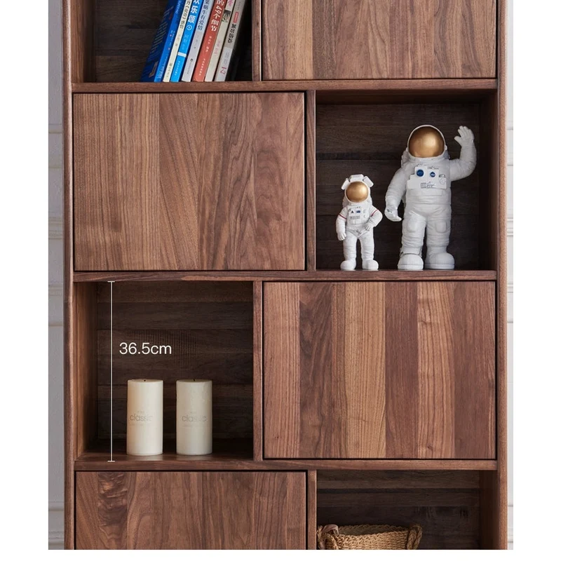 Crescent Contemporary Balance Walnut Wood Bookcase