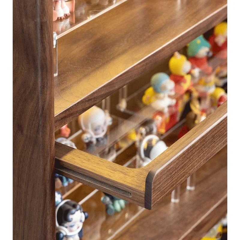 Luxe 5-Tier Glass Handle Display Walnut Bookcase