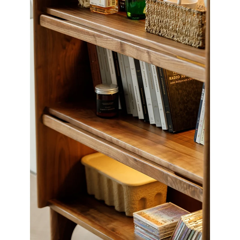 Luxe 5-Tier Glass Handle Display Walnut Bookcase