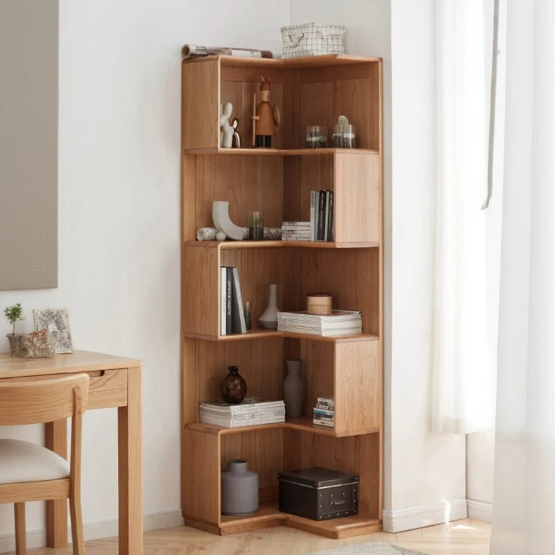 Eclipse Corner White Oak Wood Bookcase