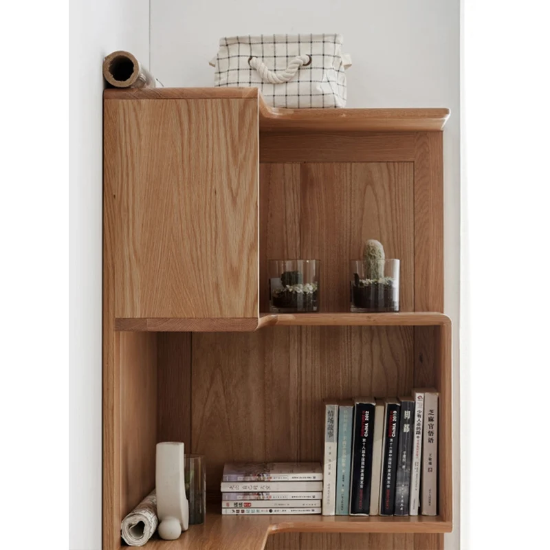 Eclipse Corner White Oak Wood Bookcase