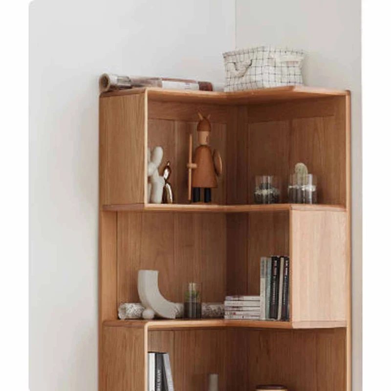 Eclipse Corner White Oak Wood Bookcase