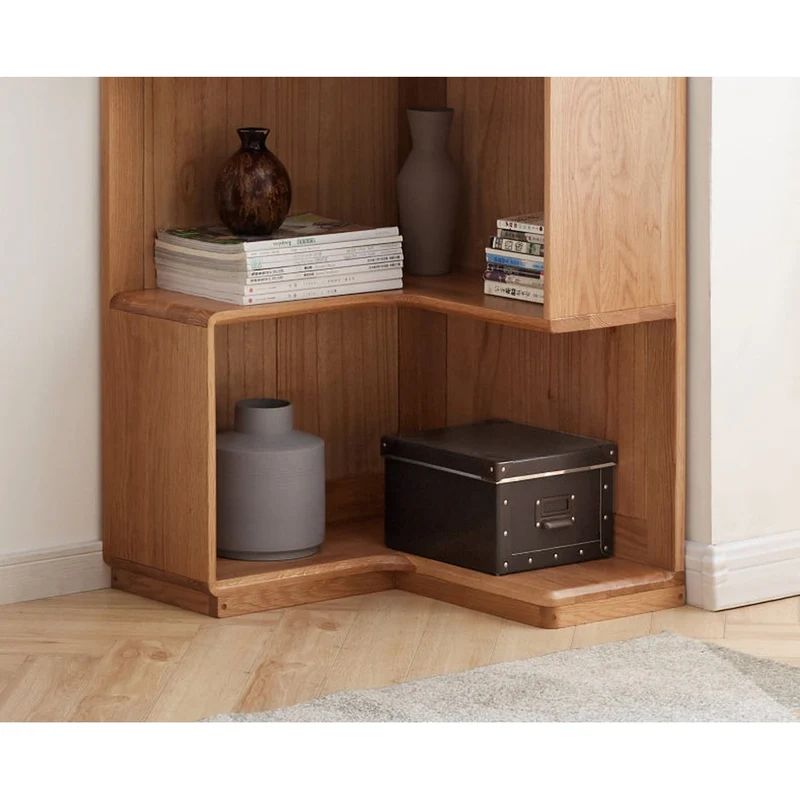 Eclipse Corner White Oak Wood Bookcase