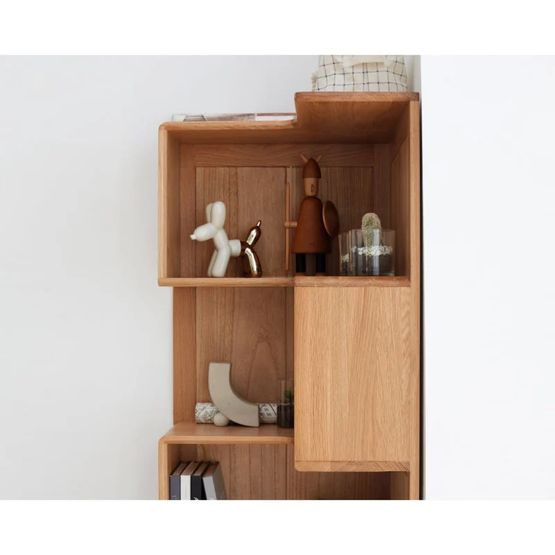 Eclipse Corner White Oak Wood Bookcase