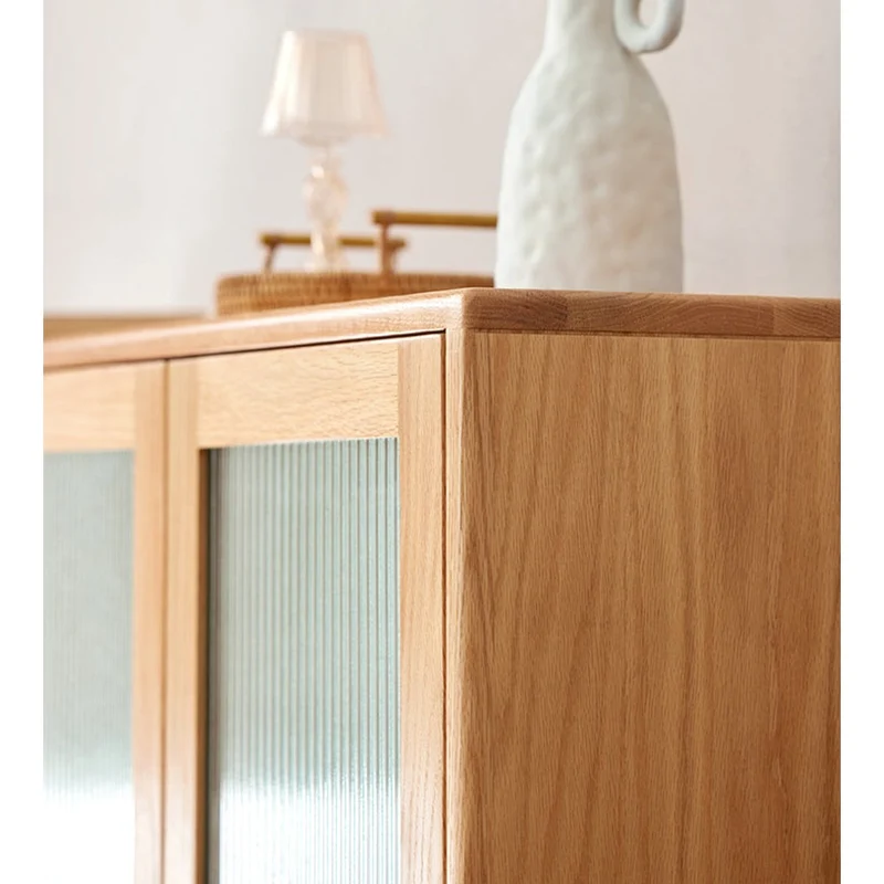 White Oak Wood Bookcase with Doors