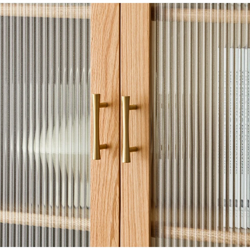 White Oak Wood Bookcase with Doors