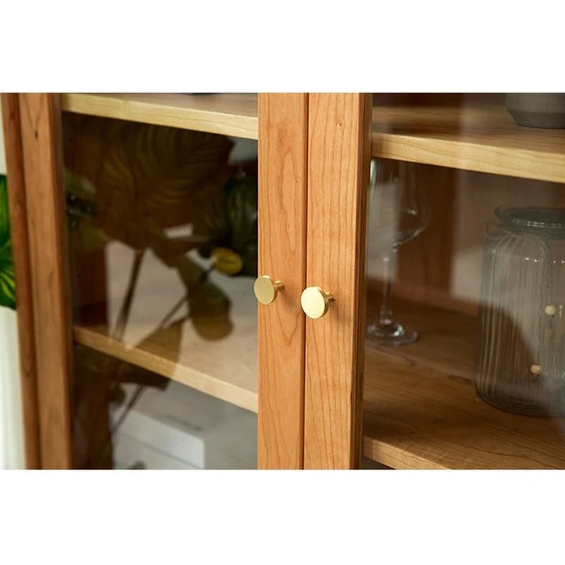 Solid American Cherry Wood Bookcase with Glass Doors