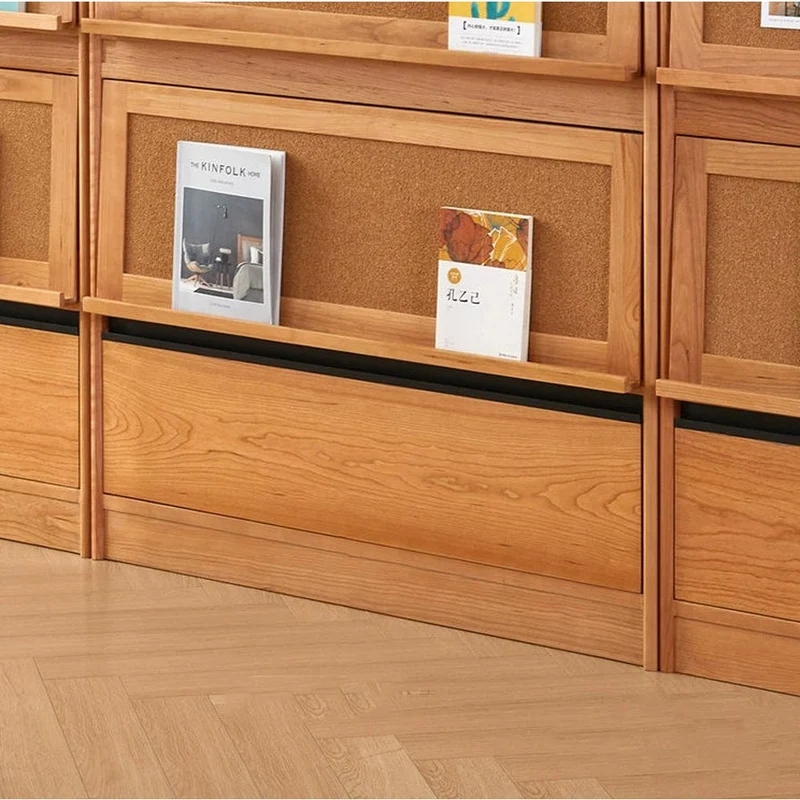 Big Cherry Wood Bookcase with Glass Doors