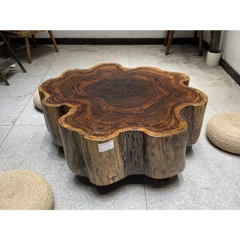 Orchid Beli Noir Wood Drum Coffee Table