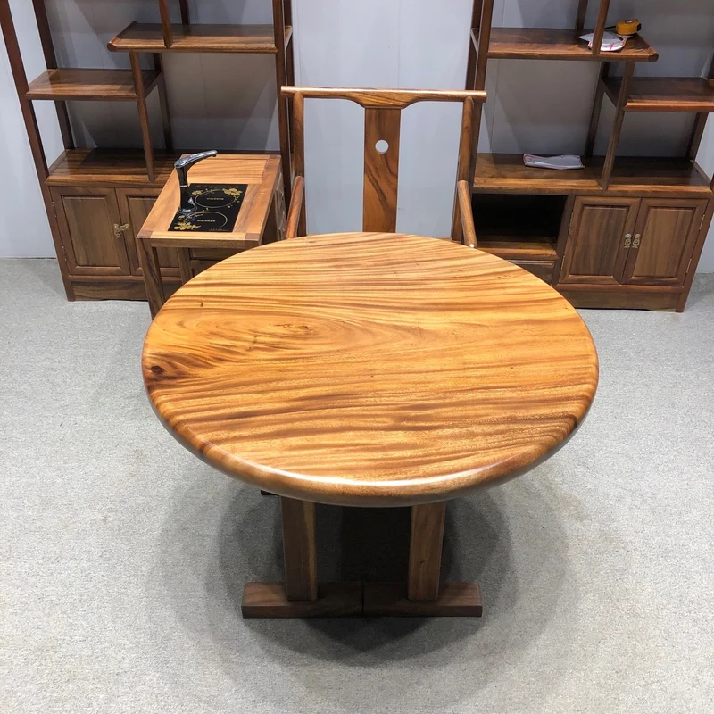 Earthy Solid Wood Round Table