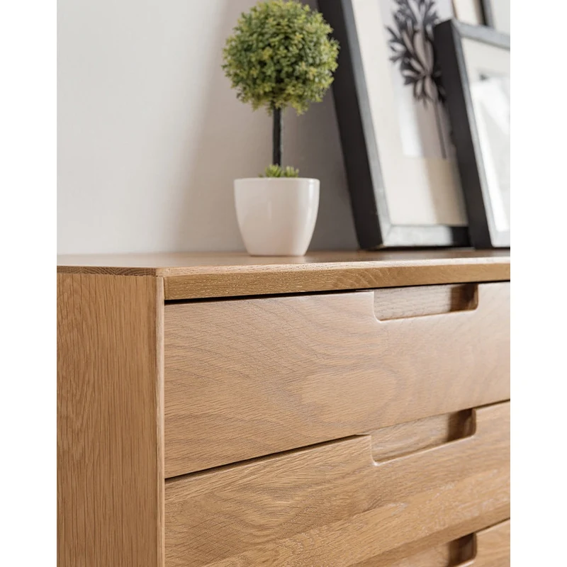 Natural Brightness White Oak Wood TV Cabinet