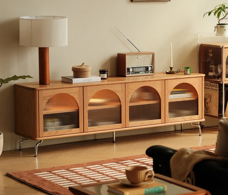Roma Art Arch Door Design Cherry Wood TV Stand