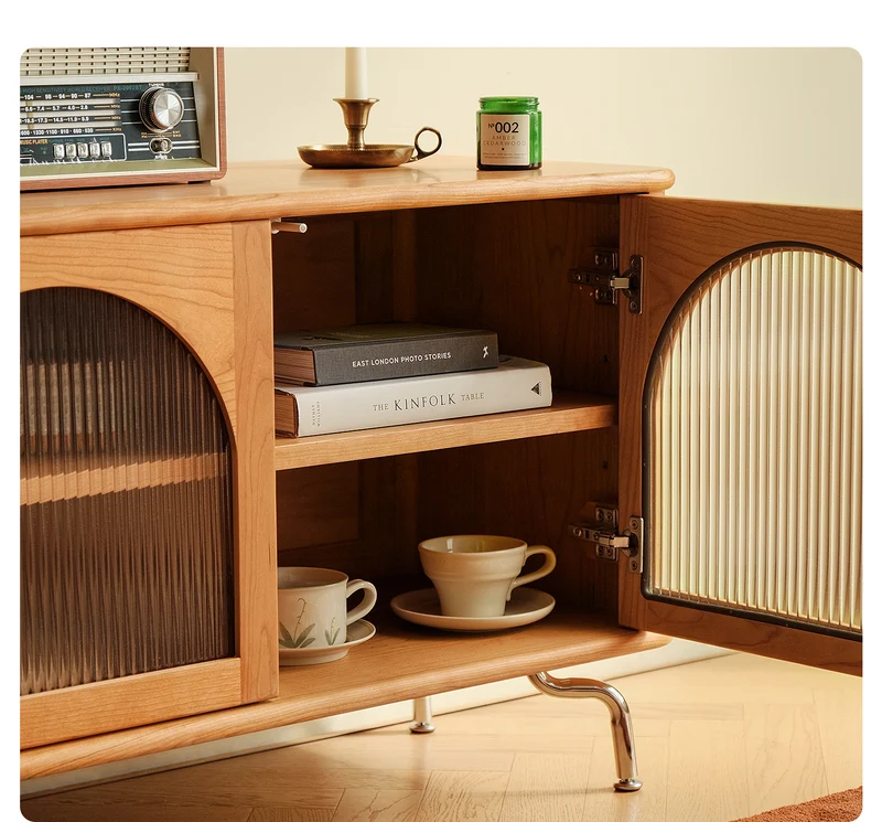 Roma Art Arch Door Design Cherry Wood TV Stand