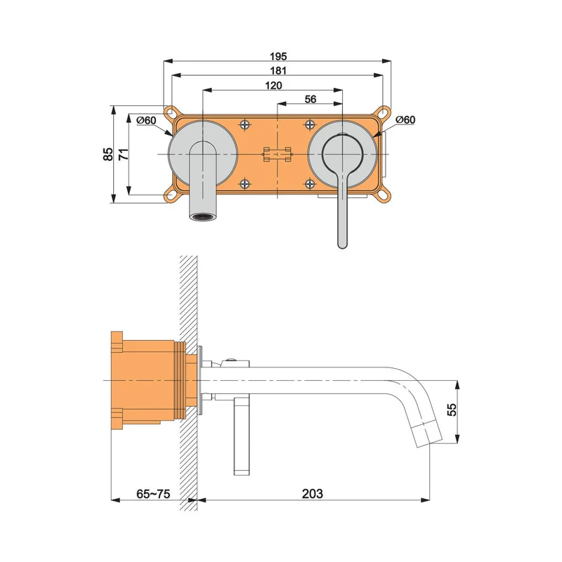 Monomando de Lavabo Empotrado BAMBÚ de Lluvibath – Diseño Minimalista y 5 Acabados Premium