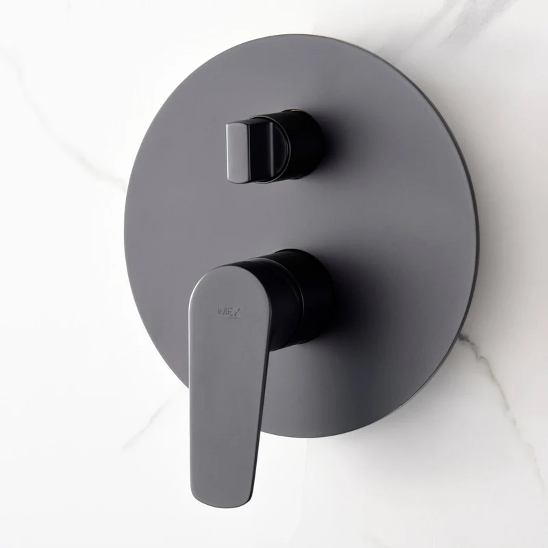 Conjunto de Ducha Empotrado Monomando BÉLGICA en Negro Mate de Imex | Diseño Integral Y Moderno | Gpz044/Ng