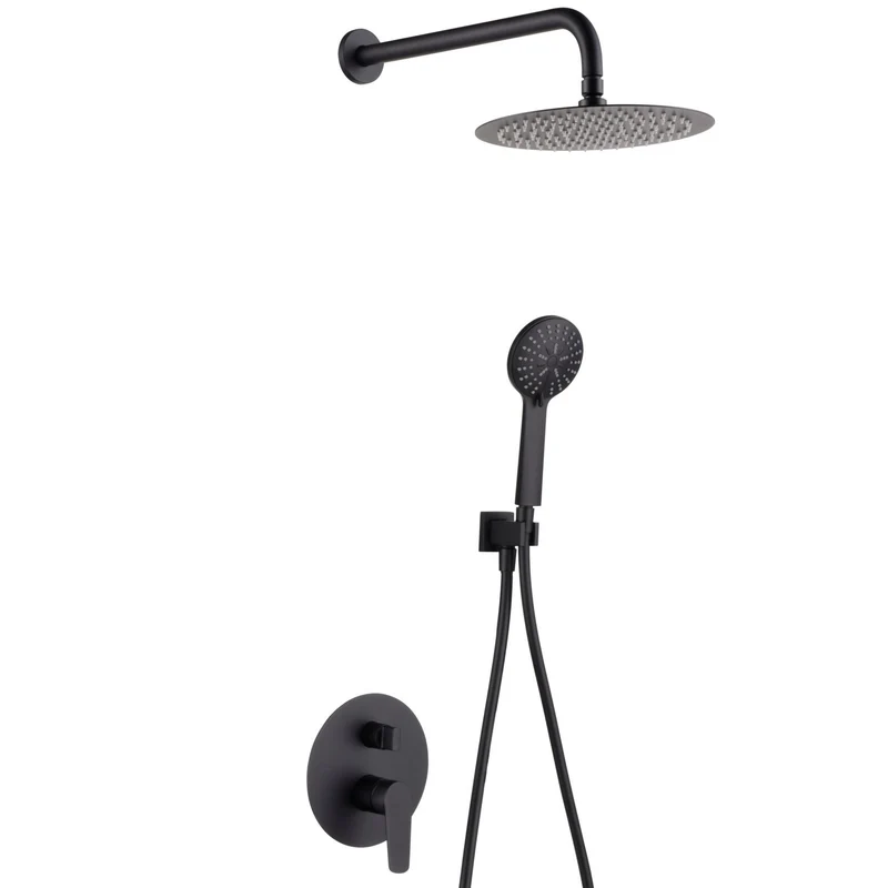 Conjunto de Ducha Empotrado Monomando BÉLGICA en Negro Mate de Imex | Diseño Integral Y Moderno | Gpz044/Ng