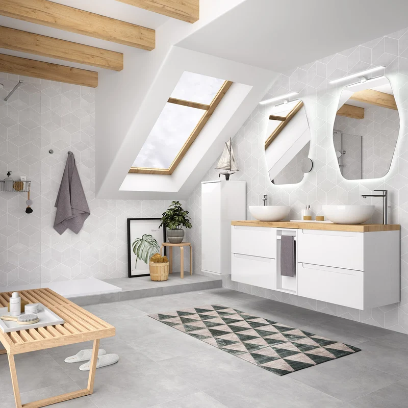 Mueble Auxiliar Baño ALLIANCE 100 Salgar | Columna 100x35cm 1 Puerta Push | Baldas Cristal