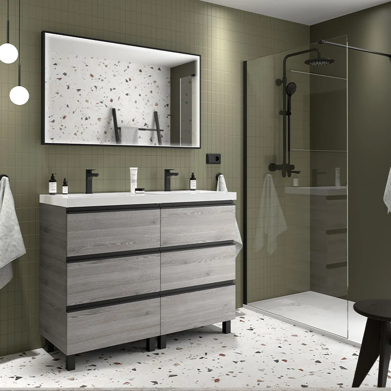 Mueble de 6 Cajones SPIRIT de Salgar con Opción de Lavabo Doble Seno | de 120-200 cm, 12 Acabados
