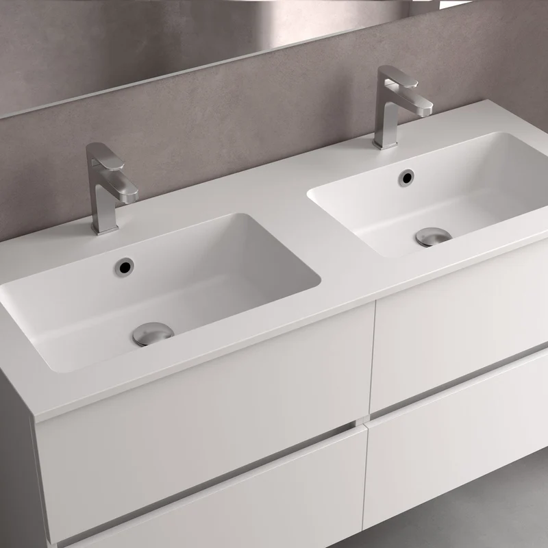 Lavabo Doble VILNA Mineral Solid de Salgar. De 120 a 160 cm