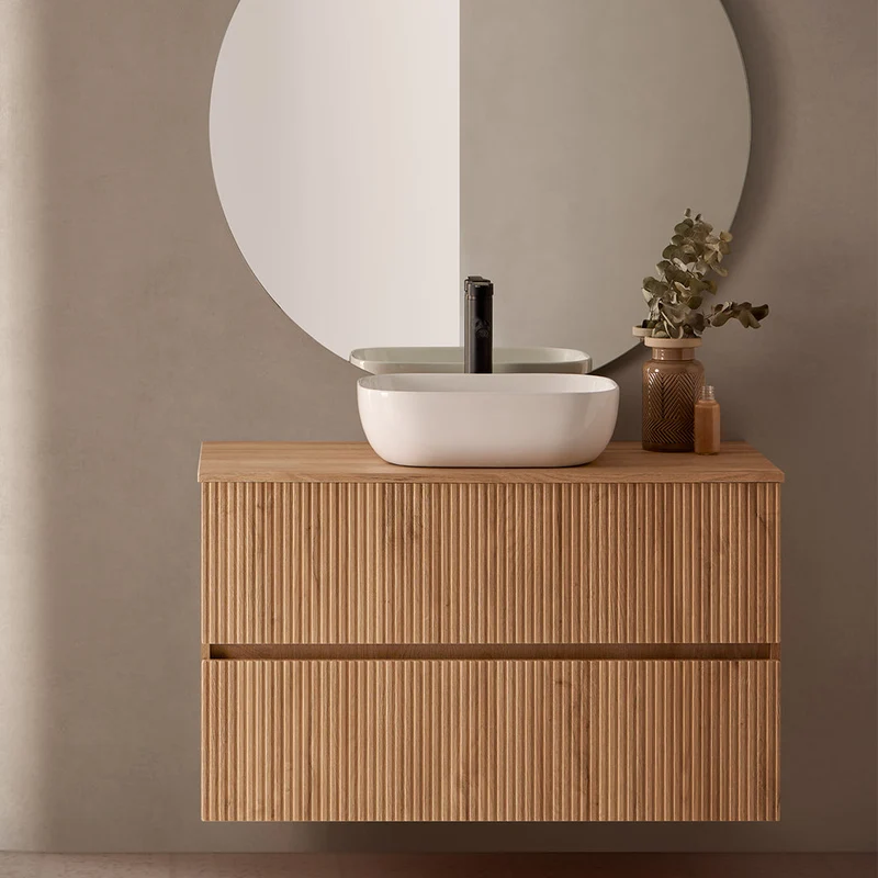 Mueble de baño ETNA de Sanchis, 2 Cajones con Lavabo Sobre Encimera | Diseño Nordico
