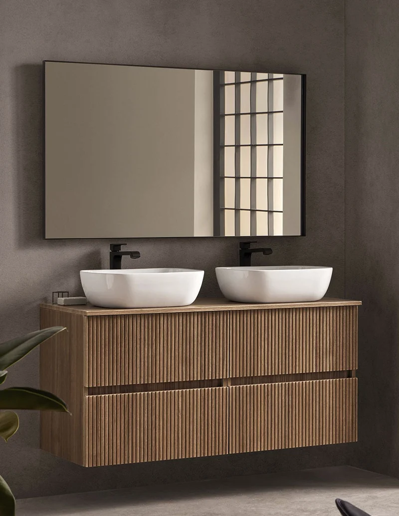 Mueble de baño ETNA de Sanchis, 2 Cajones con Lavabo Sobre Encimera | Diseño Nordico