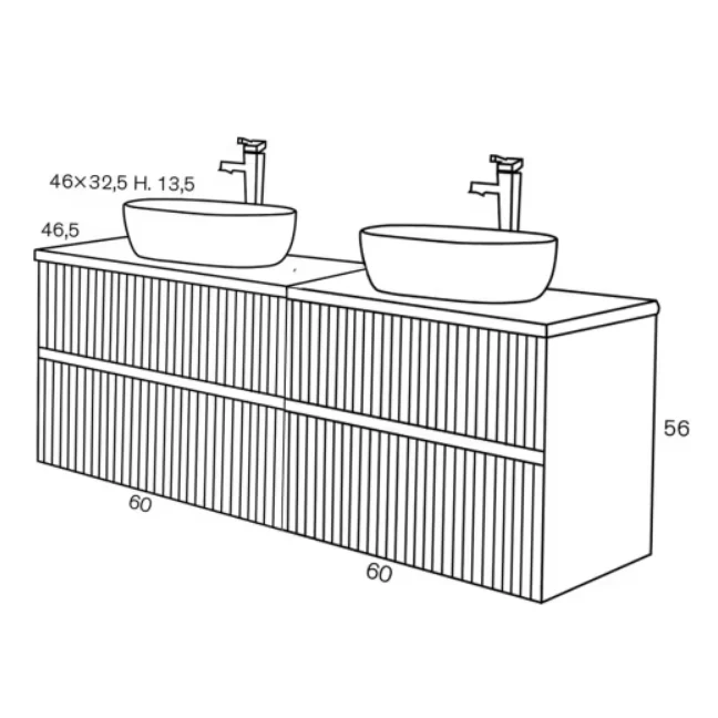 Mueble de baño ETNA de Sanchis, 2 Cajones con Lavabo Sobre Encimera | Diseño Nordico