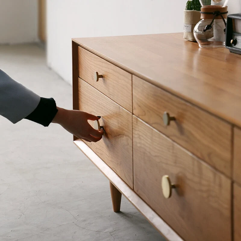 Stylish Storage Cherry Wood Console with Drawers