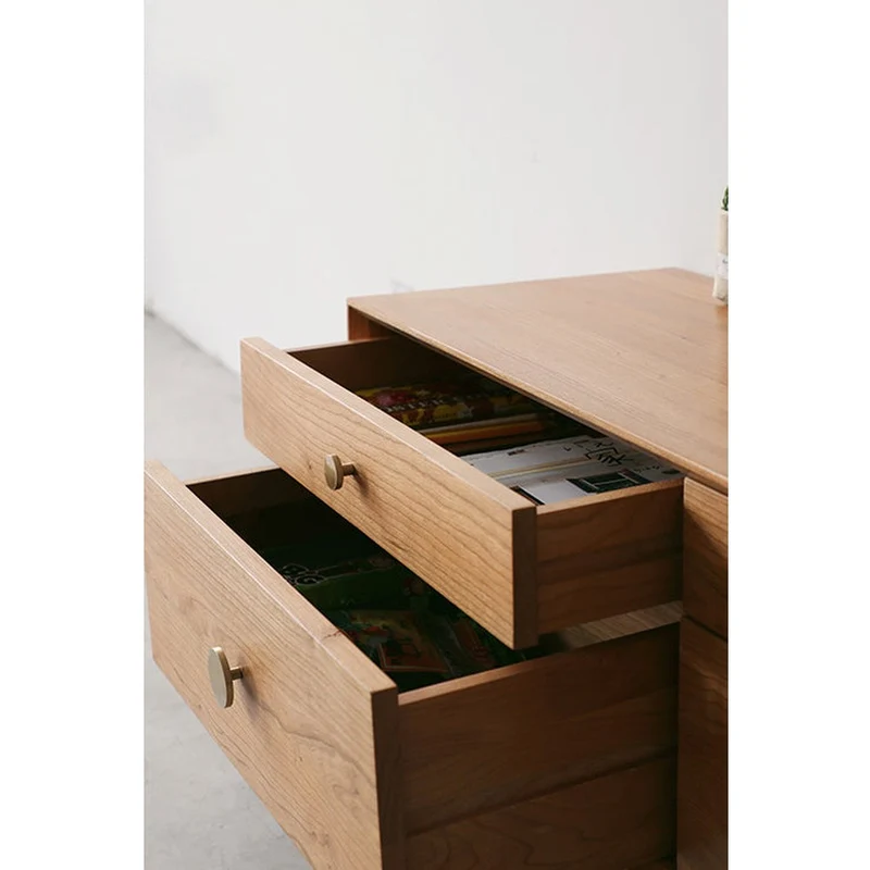 Stylish Storage Cherry Wood Console with Drawers