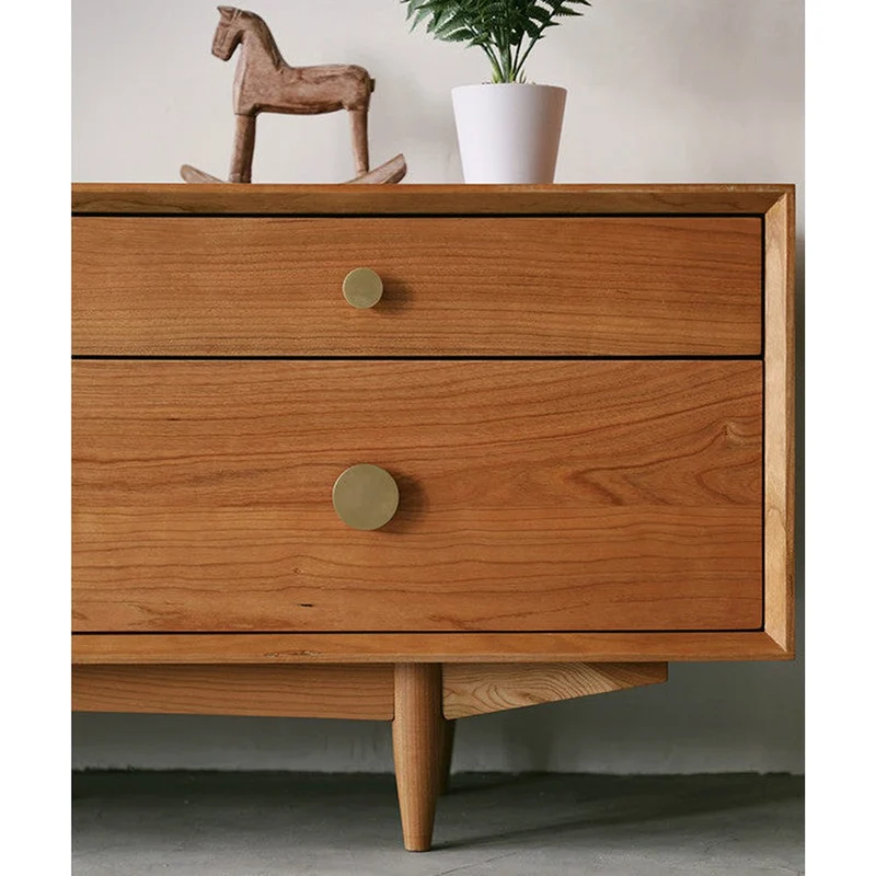 Stylish Storage Cherry Wood Console with Drawers
