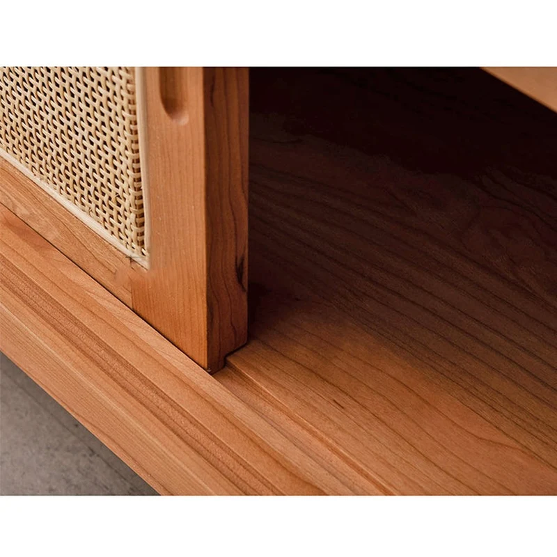 Summit 4 Rattan Sliding Door Cherry TV Stand