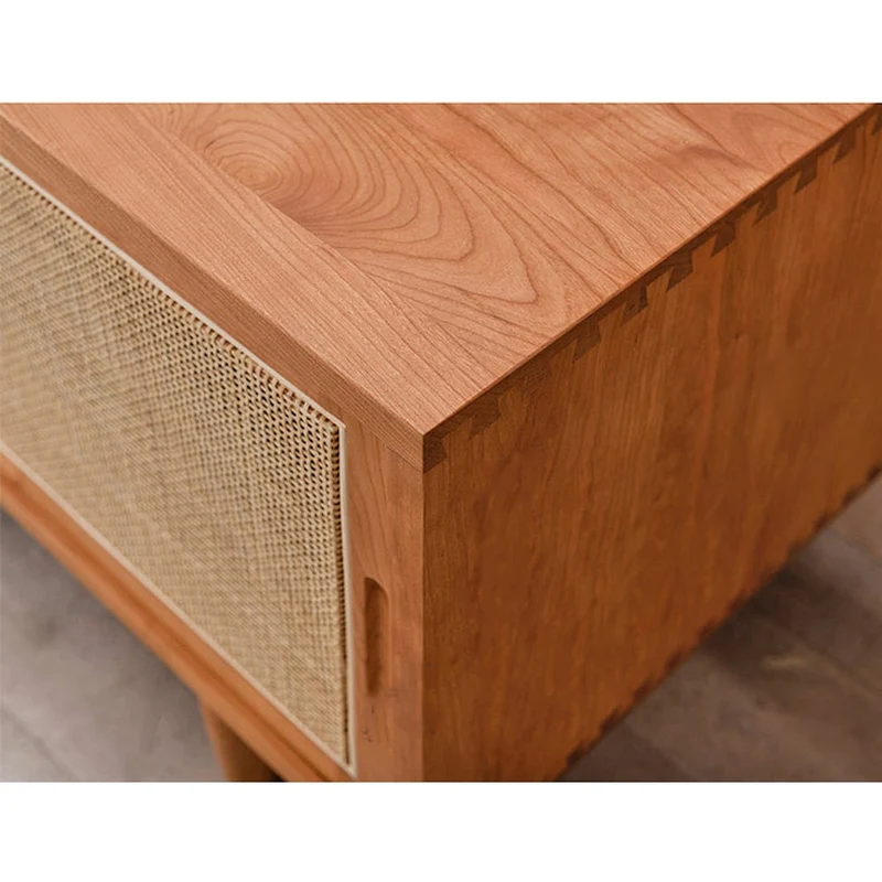 Summit 4 Rattan Sliding Door Cherry TV Stand