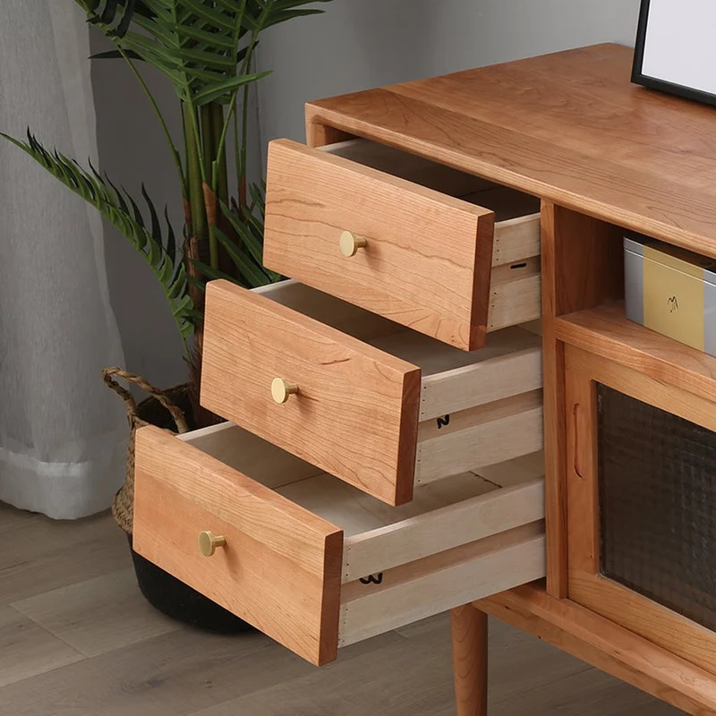 Versatile Cherry Wood Entertainment Stand with Storage