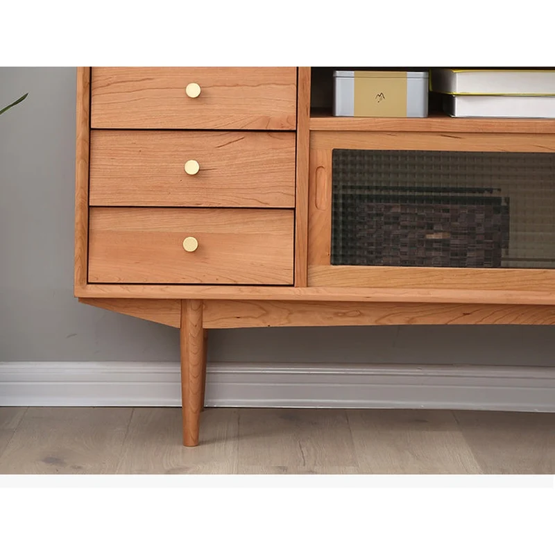 Versatile Cherry Wood Entertainment Stand with Storage