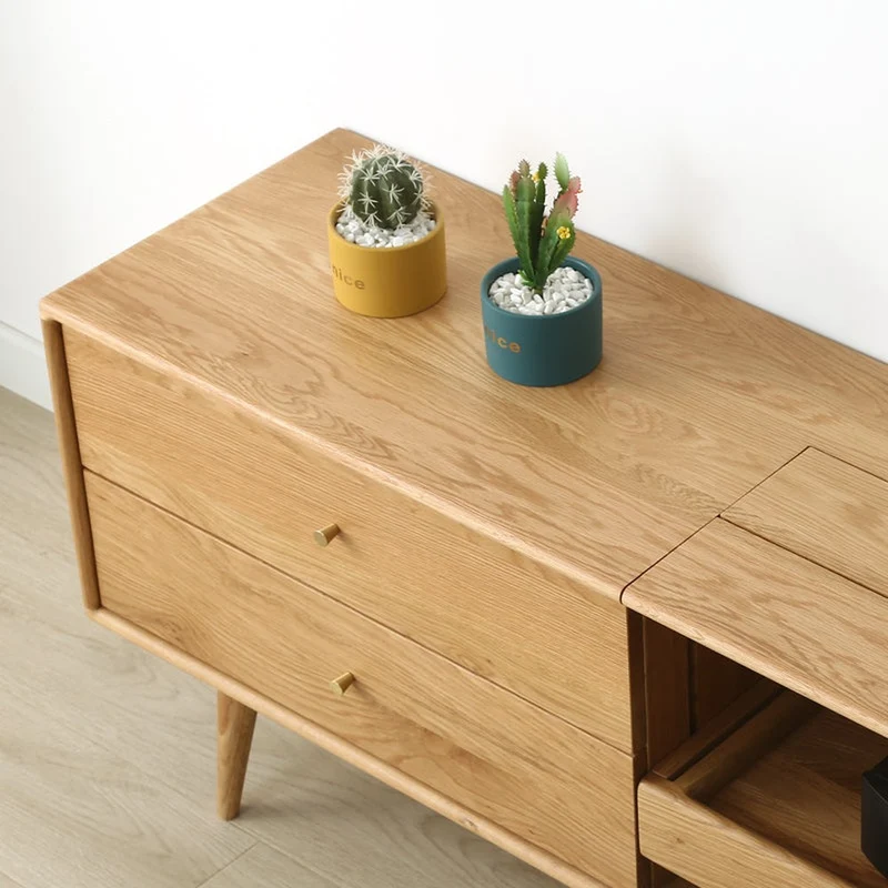 Lumina Projector White Oak Wood TV Stand