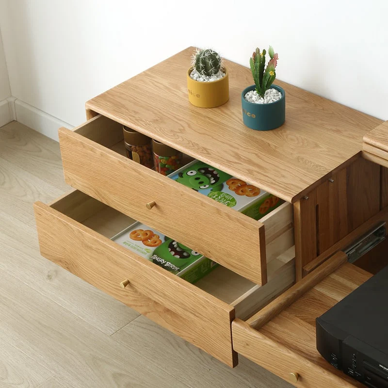 Lumina Projector White Oak Wood TV Stand