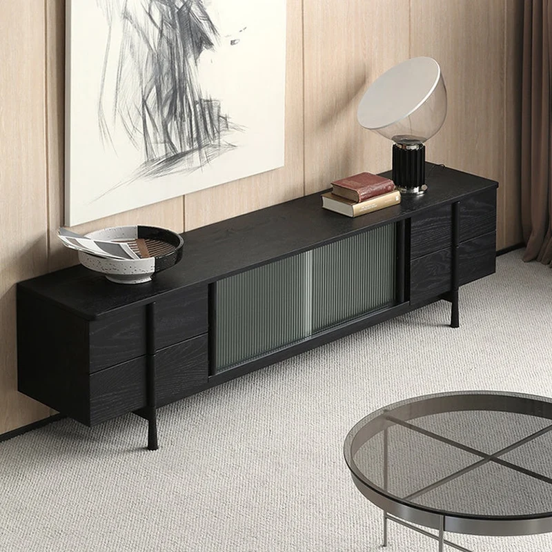 Japandi Art Deco White Oak Wood TV Stand