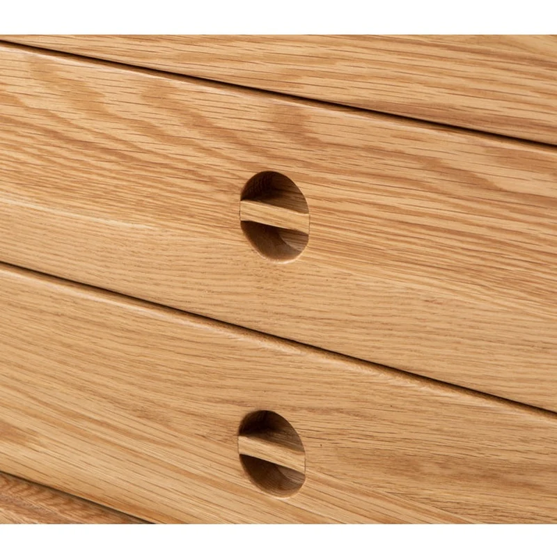 Multi-Functional Oak Wood TV Unit with Drawers
