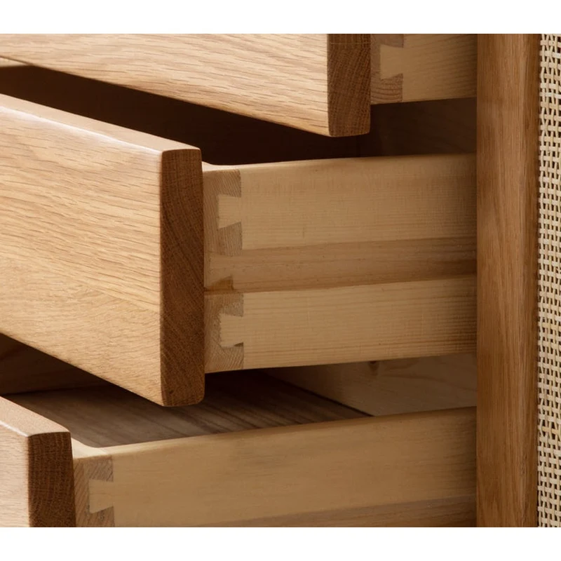 Multi-Functional Oak Wood TV Unit with Drawers