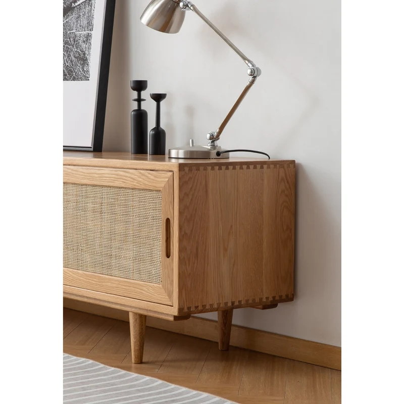 Multi-Functional Oak Wood TV Unit with Drawers
