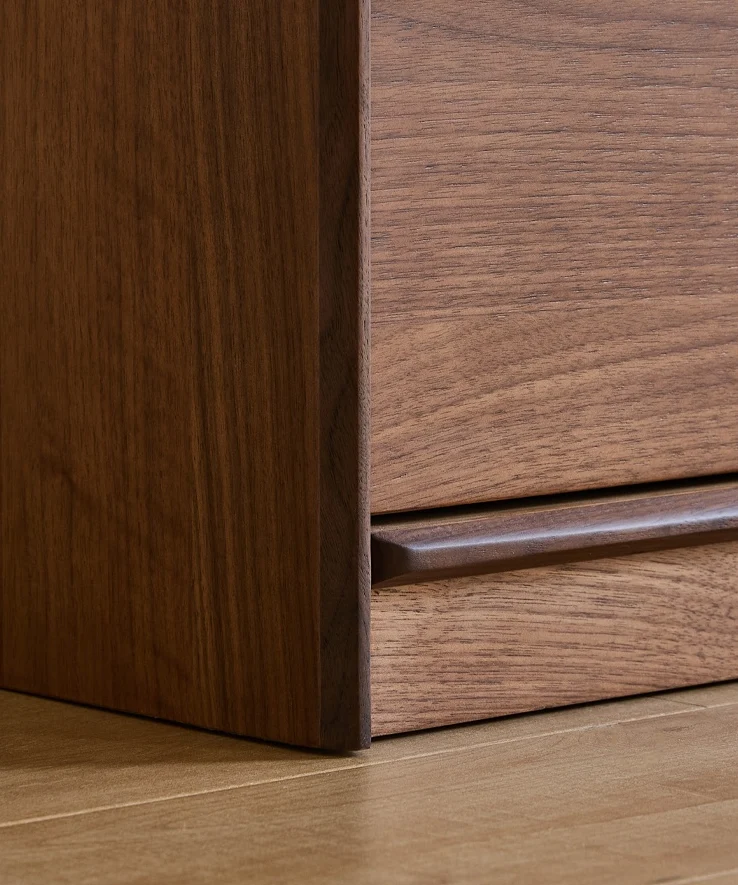 Minimalist Walnut Wood TV Stand with 4 Drawers