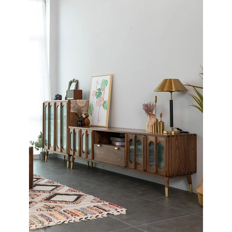 Artisan Crafted Rome Arch Door Walnut Wood TV Console