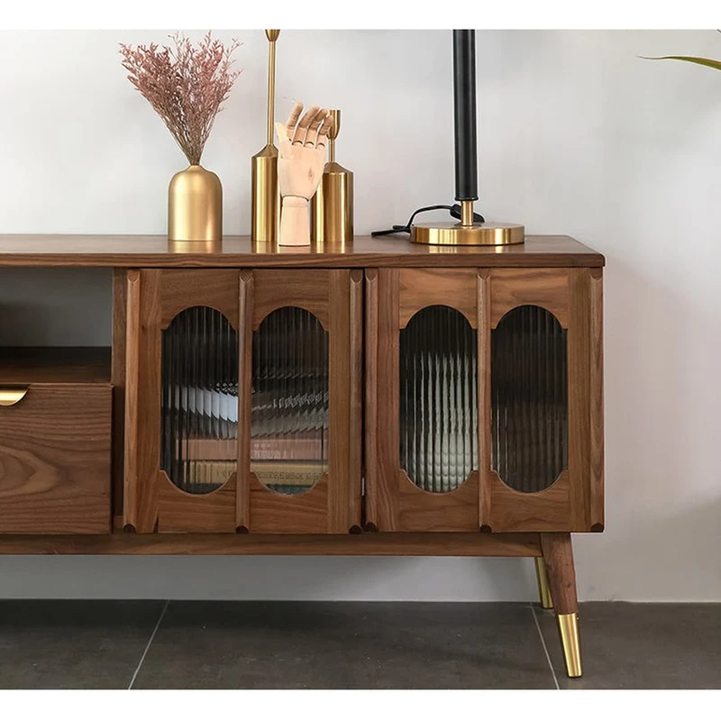 Artisan Crafted Rome Arch Door Walnut Wood TV Console