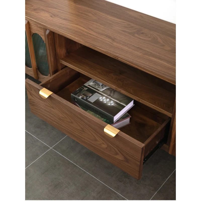 Artisan Crafted Rome Arch Door Walnut Wood TV Console